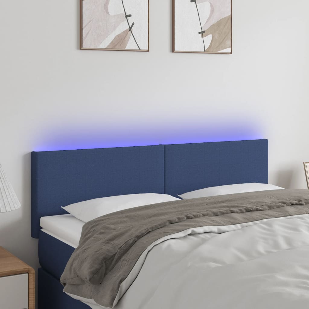 Hoofdbord LED 144x5x78/88 cm stof blauw is nu te koop bij PeponiXL, paradijselijk wonen!