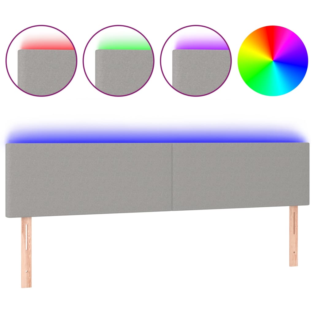 Hoofdbord LED 160x5x78/88 cm stof lichtgrijs is nu te koop bij PeponiXL, paradijselijk wonen!