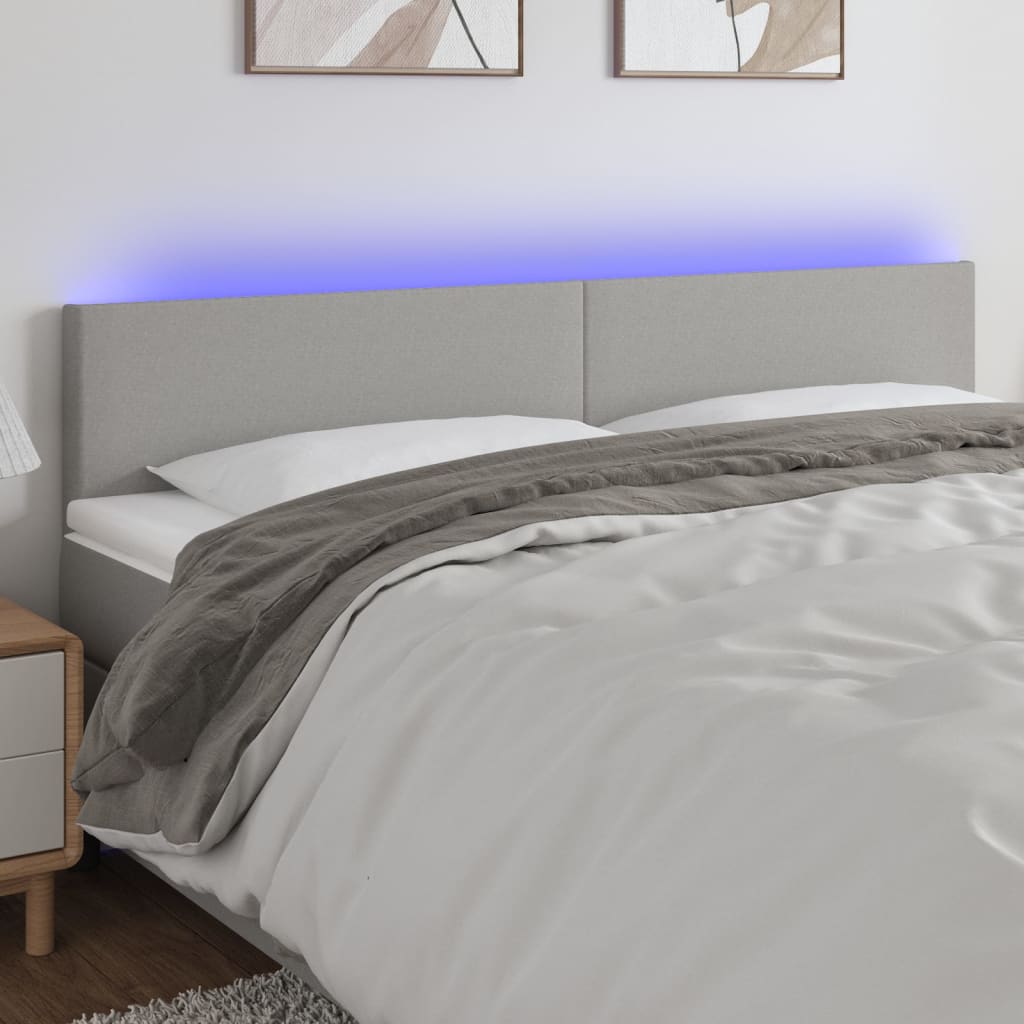 Hoofdbord LED 160x5x78/88 cm stof lichtgrijs is nu te koop bij PeponiXL, paradijselijk wonen!