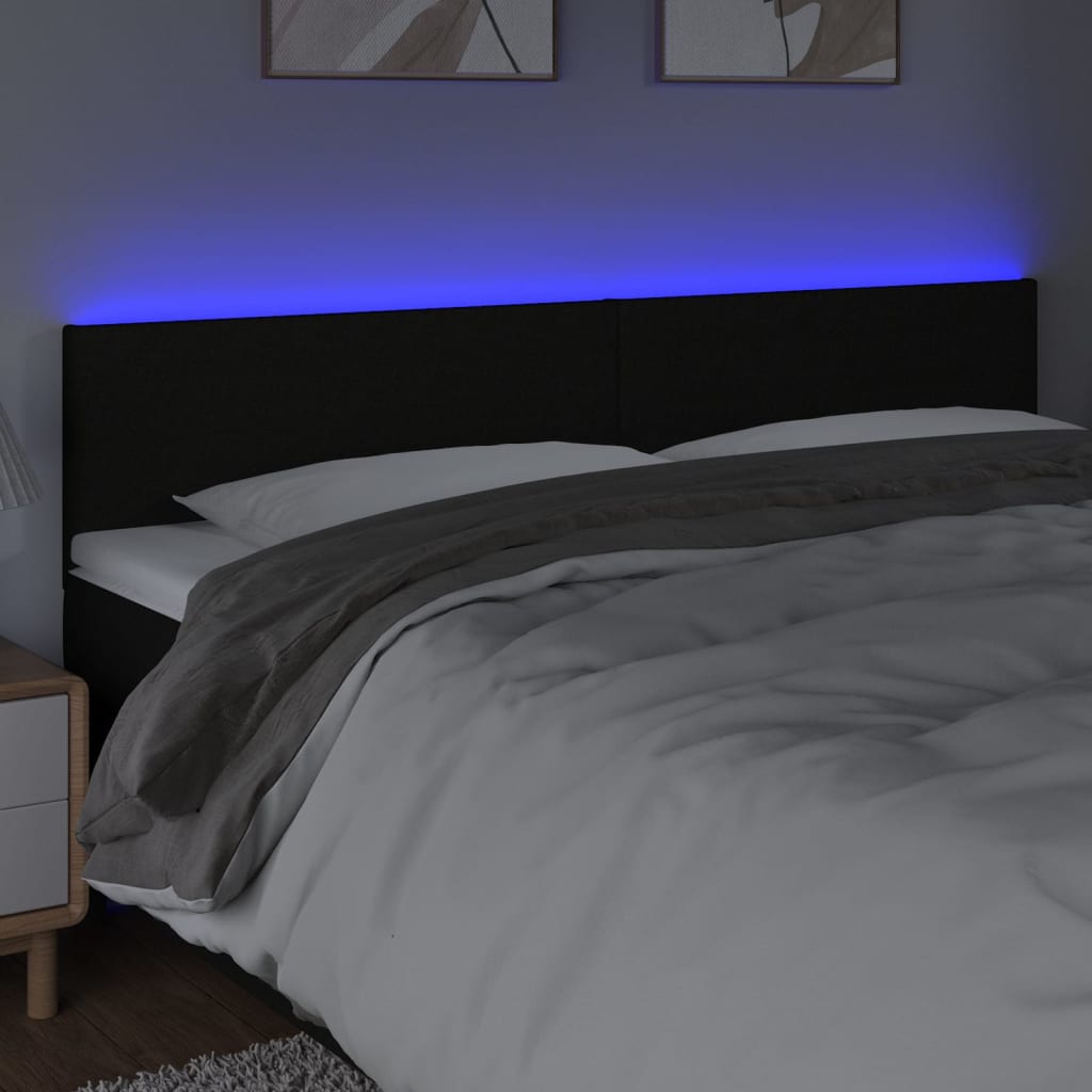 Hoofdbord LED 160x5x78/88 cm stof zwart is nu te koop bij PeponiXL, paradijselijk wonen!