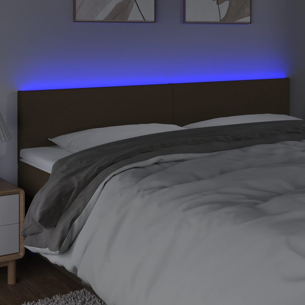 Hoofdbord LED 160x5x78/88 cm stof donkerbruin is nu te koop bij PeponiXL, paradijselijk wonen!