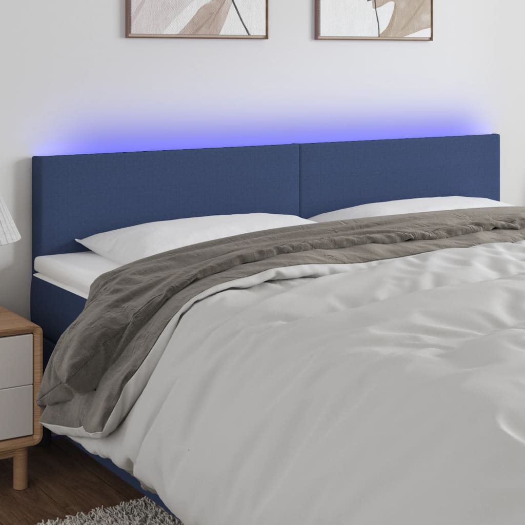 Hoofdbord LED 160x5x78/88 cm stof blauw is nu te koop bij PeponiXL, paradijselijk wonen!