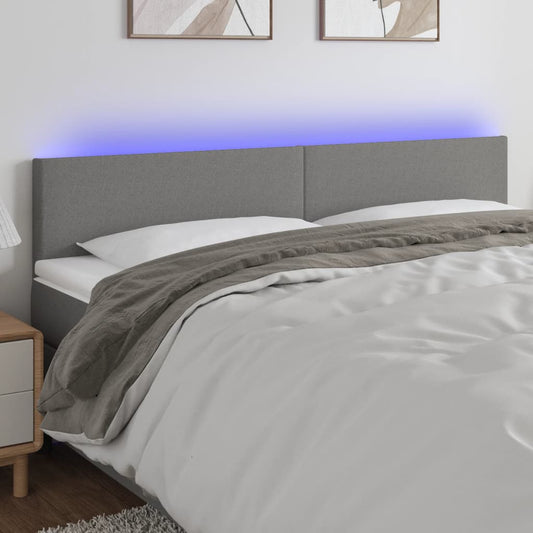 Hoofdbord LED 180x5x78/88 cm stof donkergrijs is nu te koop bij PeponiXL, paradijselijk wonen!