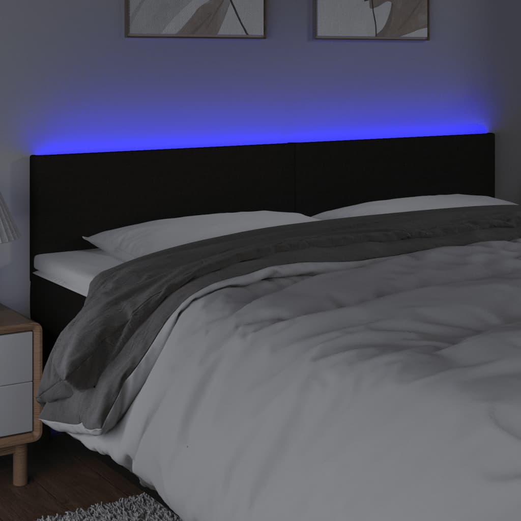 Hoofdbord LED 180x5x78/88 cm stof zwart is nu te koop bij PeponiXL, paradijselijk wonen!