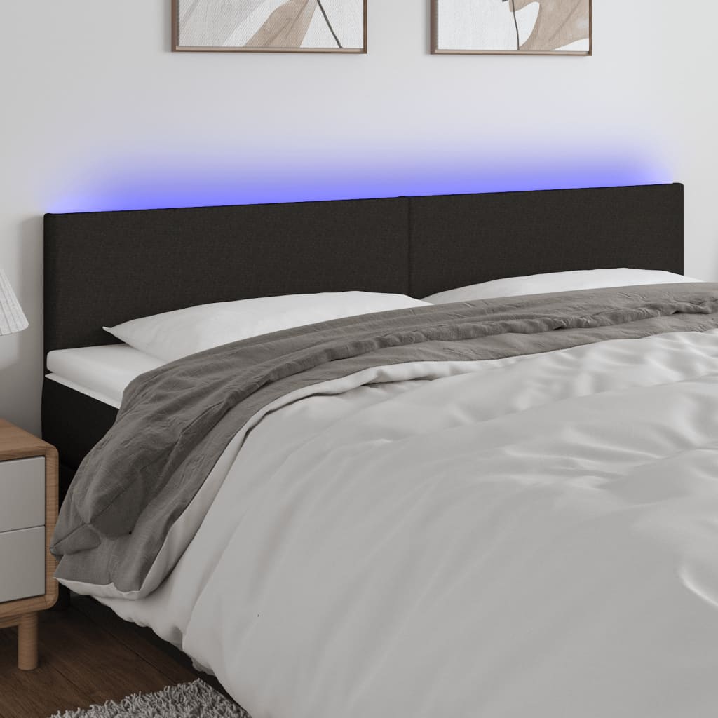 Hoofdbord LED 180x5x78/88 cm stof zwart is nu te koop bij PeponiXL, paradijselijk wonen!