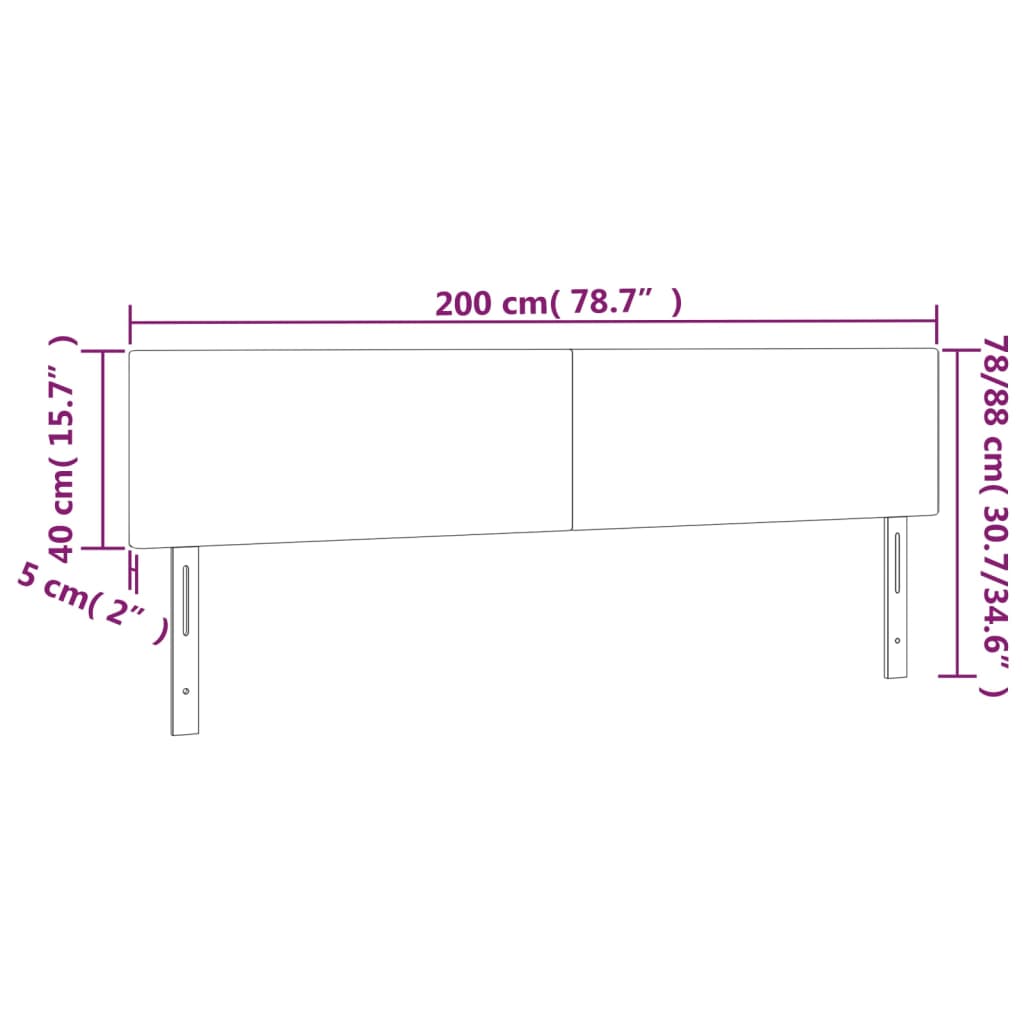 Hoofdbord LED 200x5x78/88 cm stof lichtgrijs is nu te koop bij PeponiXL, paradijselijk wonen!
