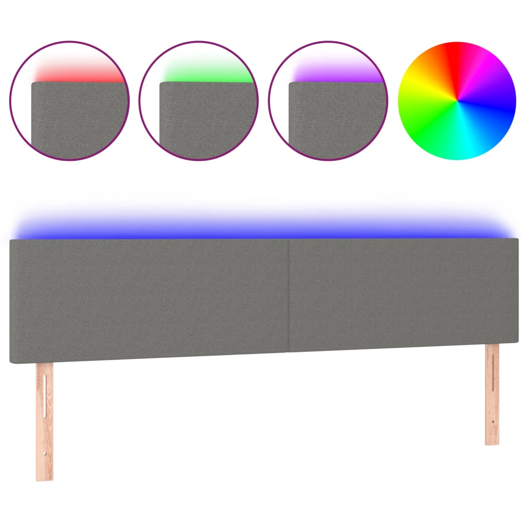 Hoofdbord LED 200x5x78/88 cm stof donkergrijs is nu te koop bij PeponiXL, paradijselijk wonen!