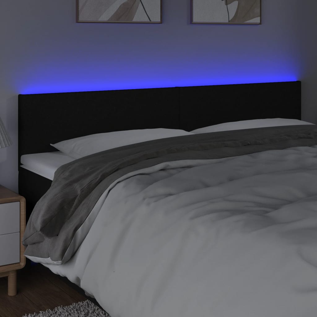 Hoofdbord LED 200x5x78/88 cm stof zwart is nu te koop bij PeponiXL, paradijselijk wonen!