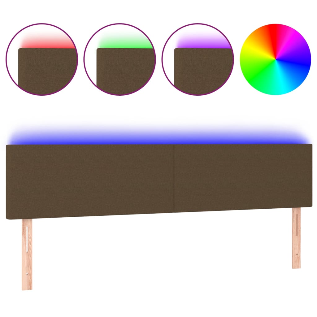 Hoofdbord LED 200x5x78/88 cm stof donkerbruin is nu te koop bij PeponiXL, paradijselijk wonen!