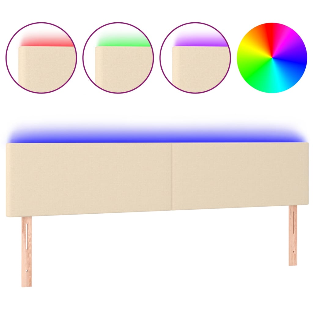 Hoofdbord LED 200x5x78/88 cm stof crèmekleurig is nu te koop bij PeponiXL, paradijselijk wonen!