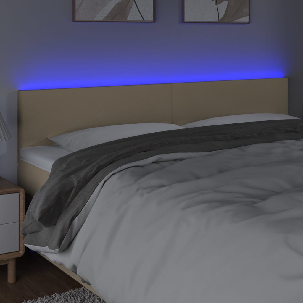 Hoofdbord LED 200x5x78/88 cm stof crèmekleurig is nu te koop bij PeponiXL, paradijselijk wonen!
