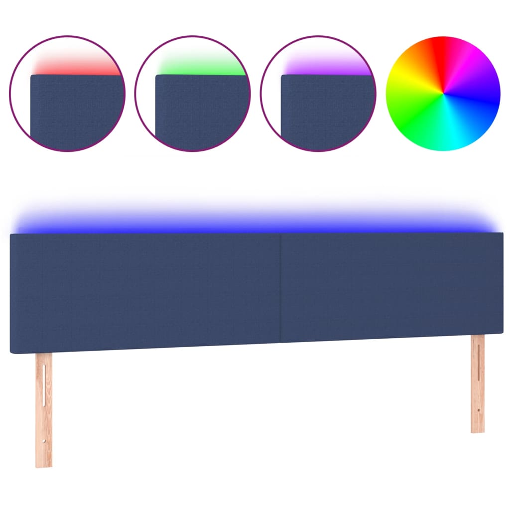 Hoofdbord LED 200x5x78/88 cm stof blauw is nu te koop bij PeponiXL, paradijselijk wonen!