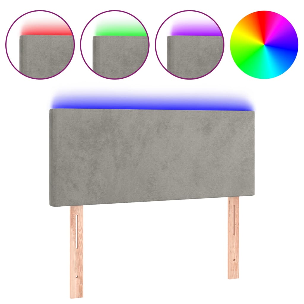 Hoofdbord LED 80x5x78/88 cm fluweel lichtgrijs is nu te koop bij PeponiXL, paradijselijk wonen!