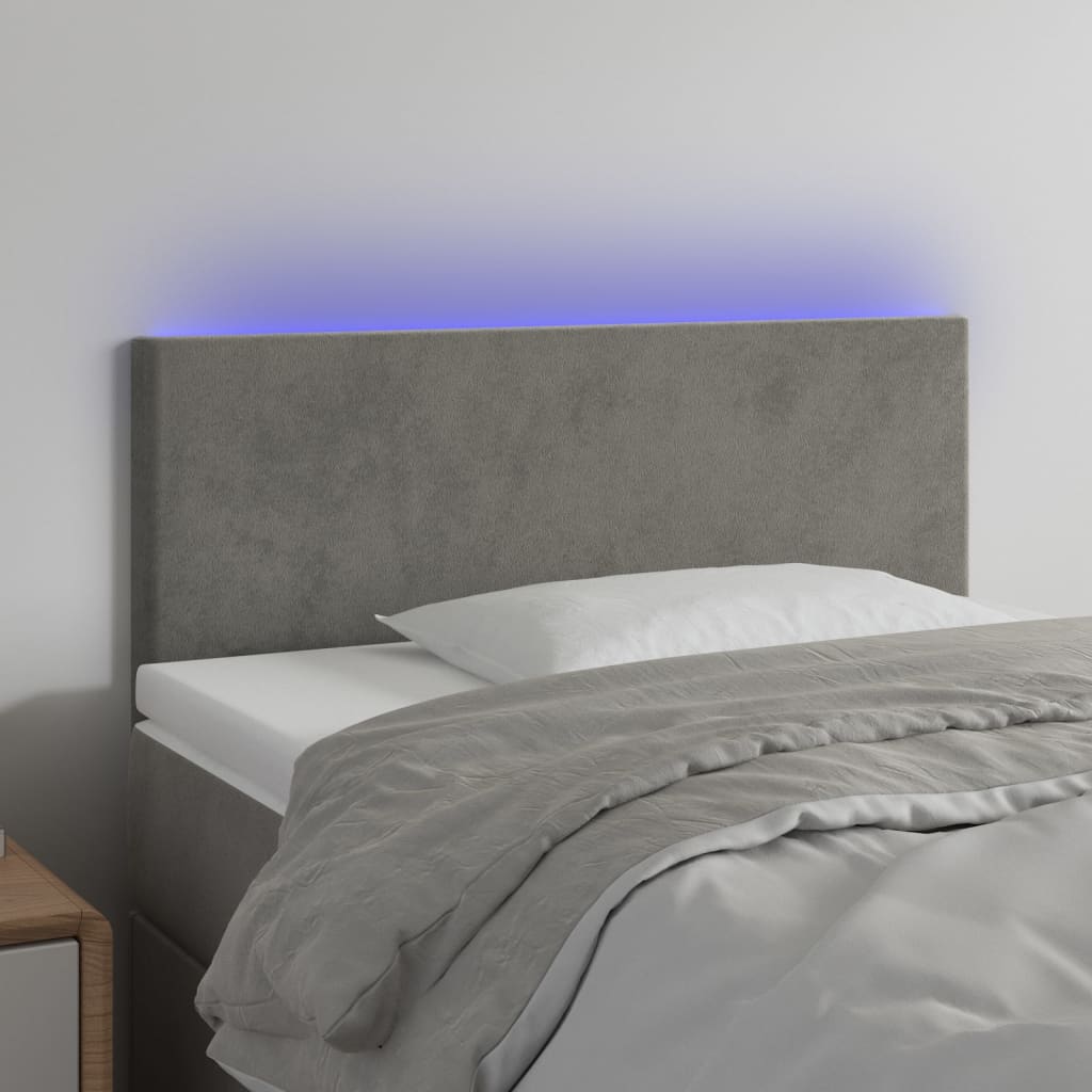 Hoofdbord LED 80x5x78/88 cm fluweel lichtgrijs is nu te koop bij PeponiXL, paradijselijk wonen!