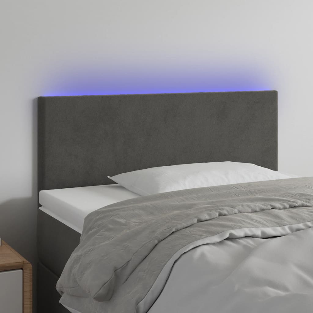 Hoofdbord LED 80x5x78/88 cm fluweel donkergrijs is nu te koop bij PeponiXL, paradijselijk wonen!
