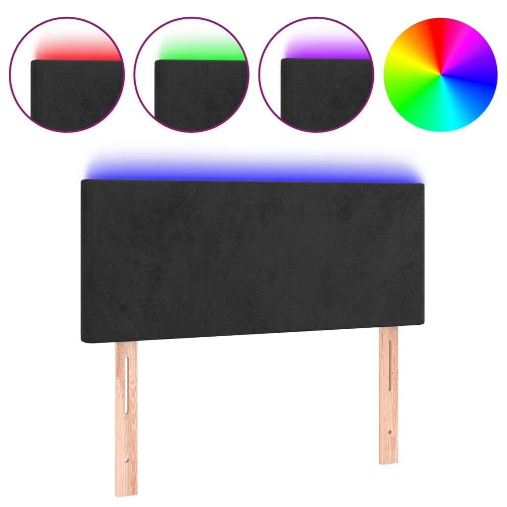 Hoofdbord LED 80x5x78/88 cm fluweel zwart is nu te koop bij PeponiXL, paradijselijk wonen!