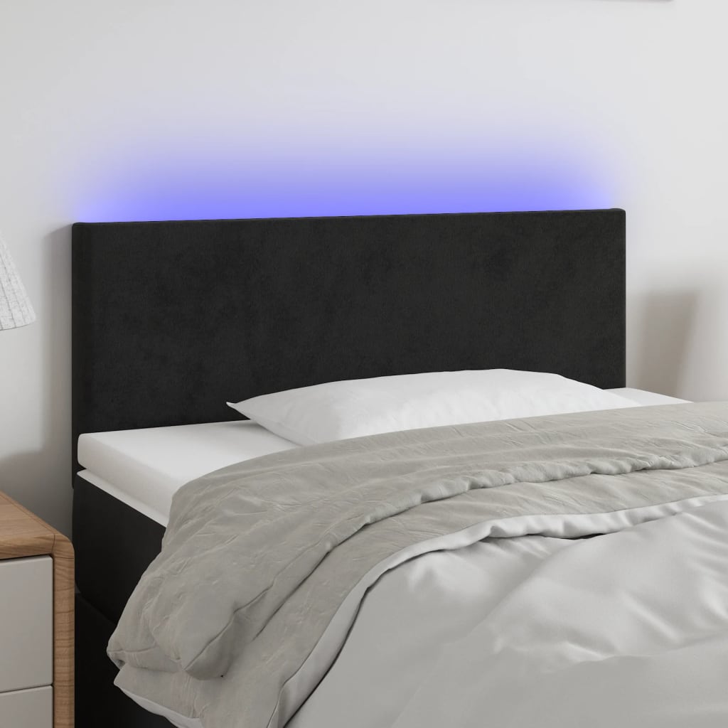 Hoofdbord LED 80x5x78/88 cm fluweel zwart is nu te koop bij PeponiXL, paradijselijk wonen!