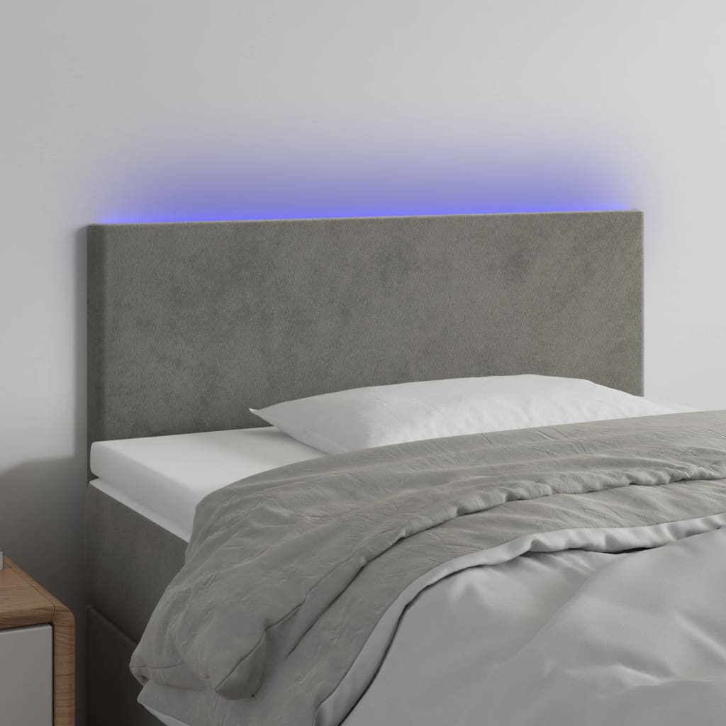 Hoofdbord LED 90x5x78/88 cm fluweel lichtgrijs is nu te koop bij PeponiXL, paradijselijk wonen!