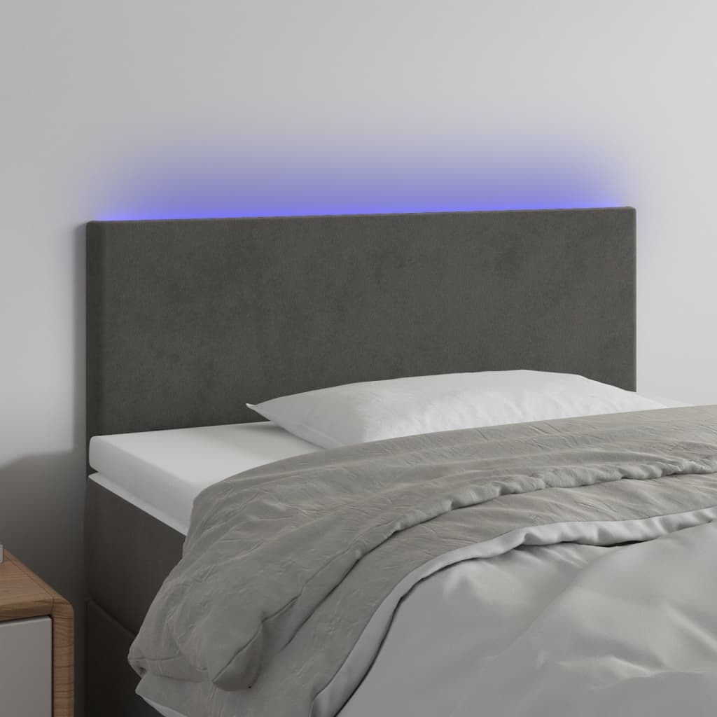 Hoofdbord LED 100x5x78/88 cm fluweel donkergrijs is nu te koop bij PeponiXL, paradijselijk wonen!