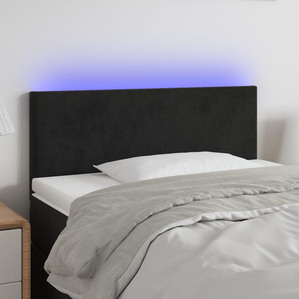Hoofdbord LED 100x5x78/88 cm fluweel zwart is nu te koop bij PeponiXL, paradijselijk wonen!