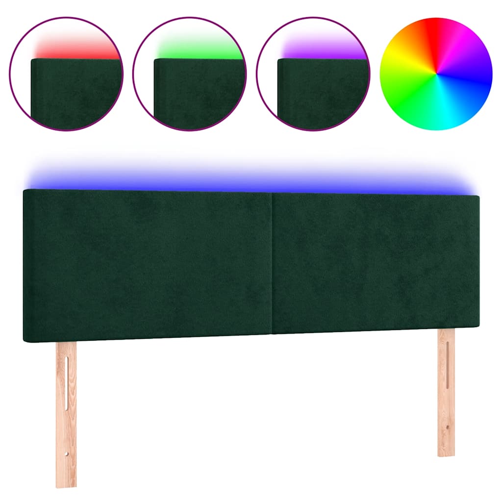 Hoofdbord LED 144x5x78/88 cm fluweel donkergroen is nu te koop bij PeponiXL, paradijselijk wonen!