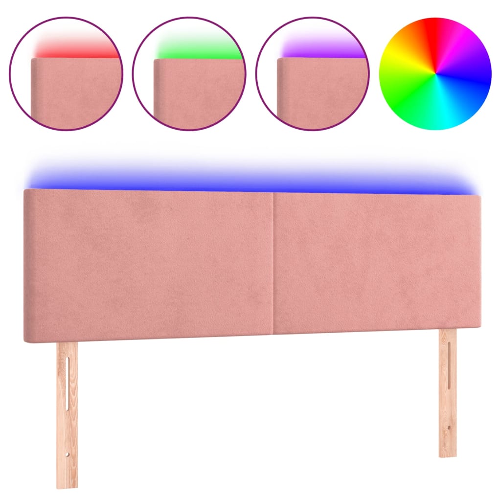 Hoofdbord LED 144x5x78/88 cm fluweel roze is nu te koop bij PeponiXL, paradijselijk wonen!