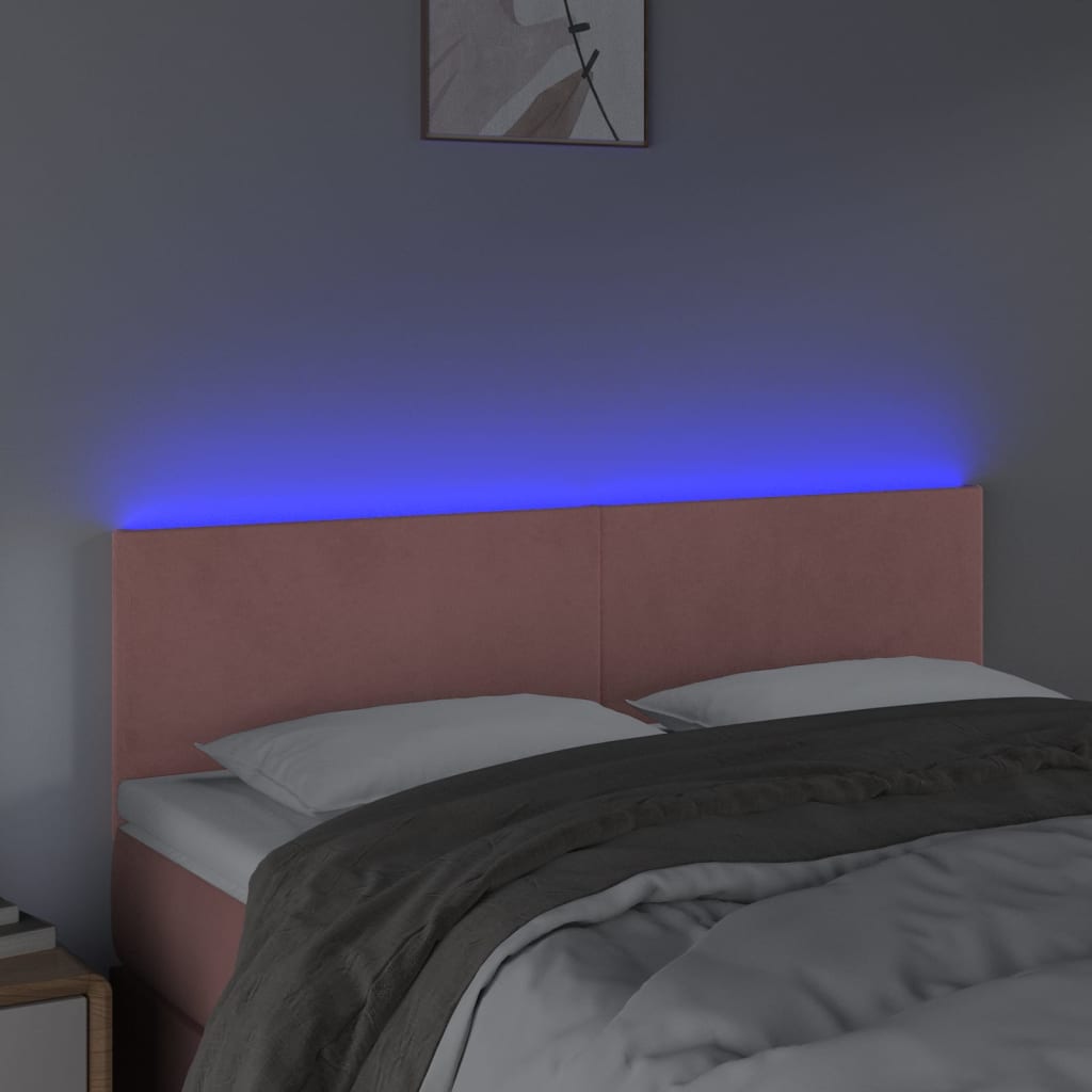 Hoofdbord LED 144x5x78/88 cm fluweel roze is nu te koop bij PeponiXL, paradijselijk wonen!