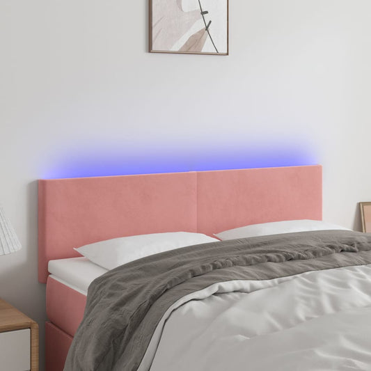 Hoofdbord LED 144x5x78/88 cm fluweel roze is nu te koop bij PeponiXL, paradijselijk wonen!
