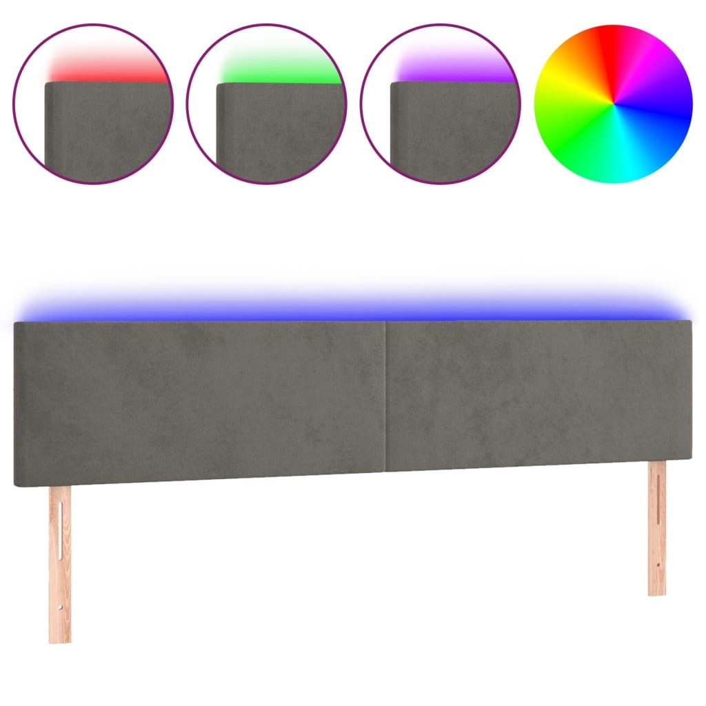 Hoofdbord LED 160x5x78/88 cm fluweel donkergrijs is nu te koop bij PeponiXL, paradijselijk wonen!
