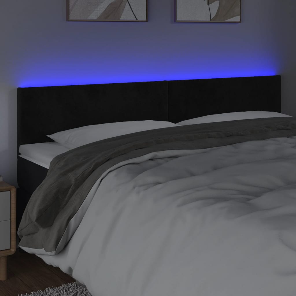 Hoofdbord LED 160x5x78/88 cm fluweel zwart is nu te koop bij PeponiXL, paradijselijk wonen!