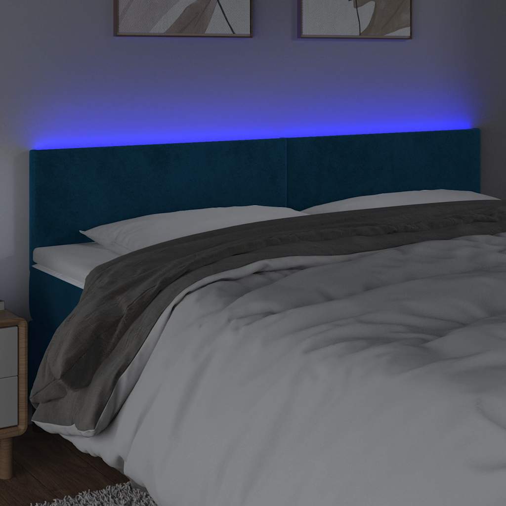 Hoofdbord LED 160x5x78/88 cm fluweel donkerblauw is nu te koop bij PeponiXL, paradijselijk wonen!