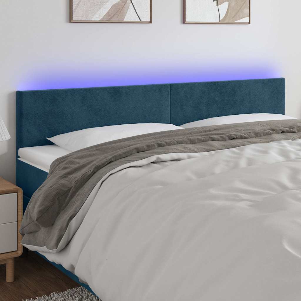 Hoofdbord LED 160x5x78/88 cm fluweel donkerblauw is nu te koop bij PeponiXL, paradijselijk wonen!
