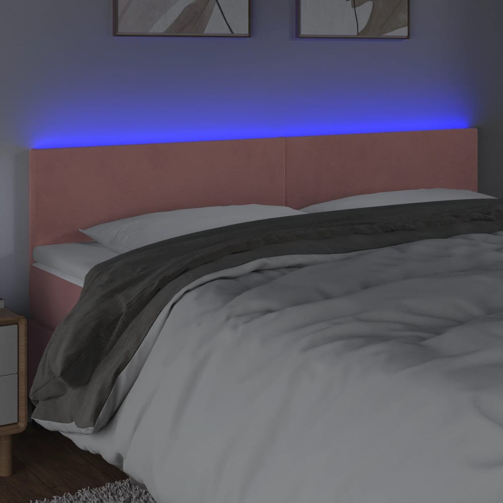 Hoofdbord LED 160x5x78/88 cm fluweel roze is nu te koop bij PeponiXL, paradijselijk wonen!