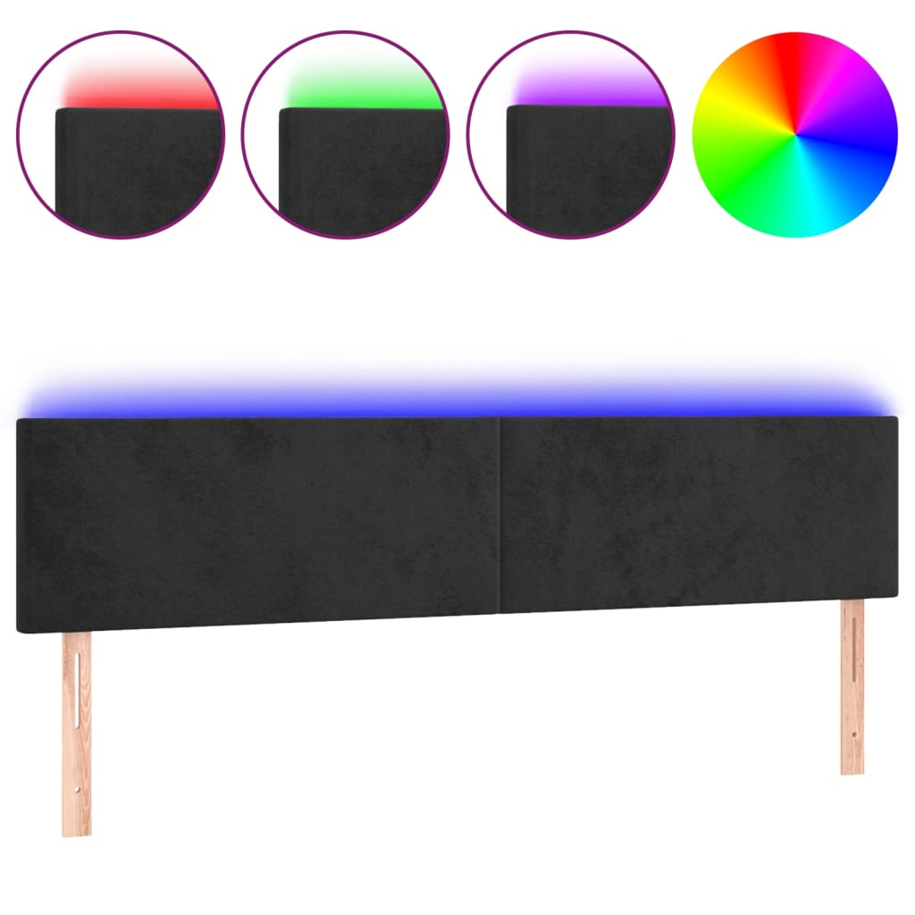 Hoofdbord LED 180x5x78/88 cm fluweel zwart is nu te koop bij PeponiXL, paradijselijk wonen!