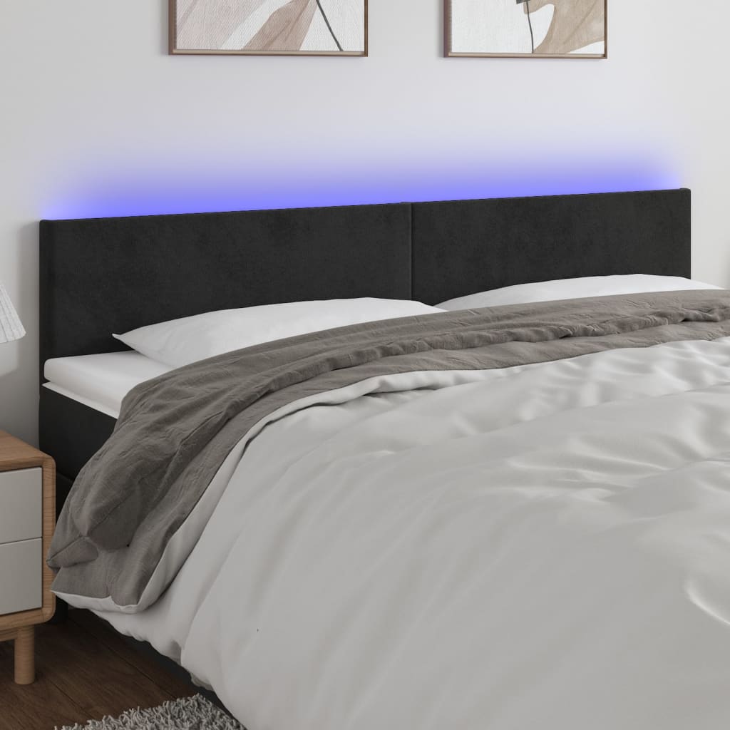 Hoofdbord LED 180x5x78/88 cm fluweel zwart is nu te koop bij PeponiXL, paradijselijk wonen!