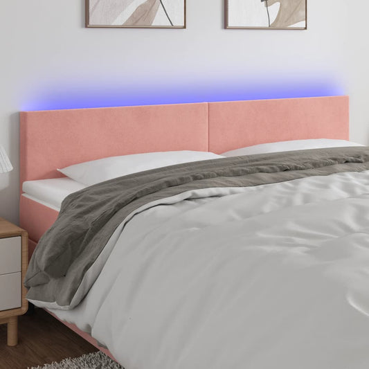 Hoofdbord LED 180x5x78/88 cm fluweel roze is nu te koop bij PeponiXL, paradijselijk wonen!