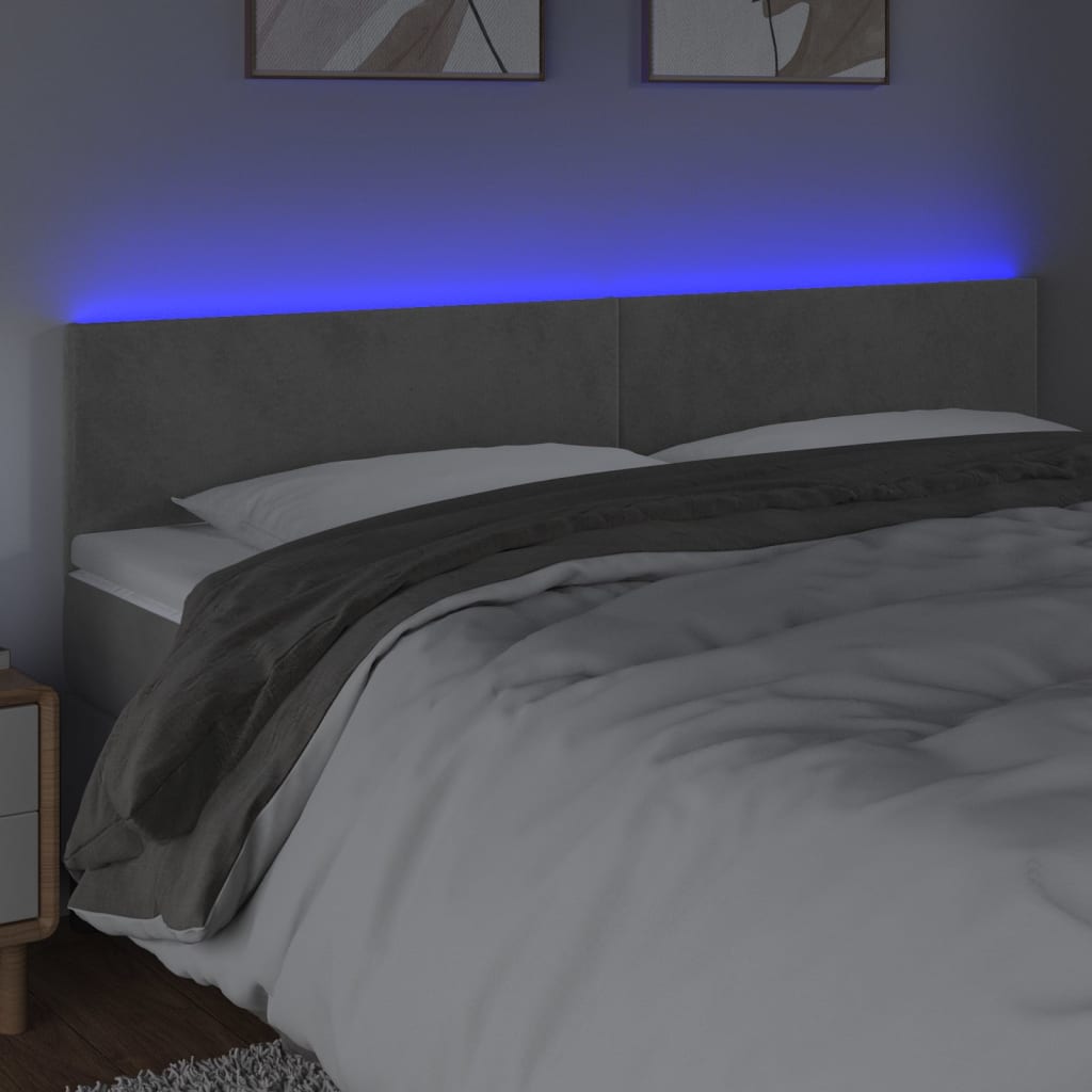 Hoofdbord LED 200x5x78/88 cm fluweel lichtgrijs is nu te koop bij PeponiXL, paradijselijk wonen!