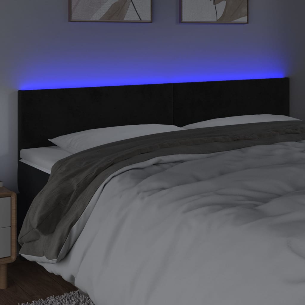 Hoofdbord LED 200x5x78/88 cm fluweel zwart is nu te koop bij PeponiXL, paradijselijk wonen!