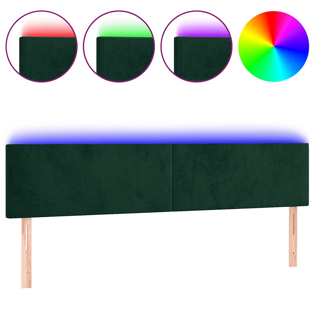 Hoofdbord LED 200x5x78/88 cm fluweel donkergroen is nu te koop bij PeponiXL, paradijselijk wonen!