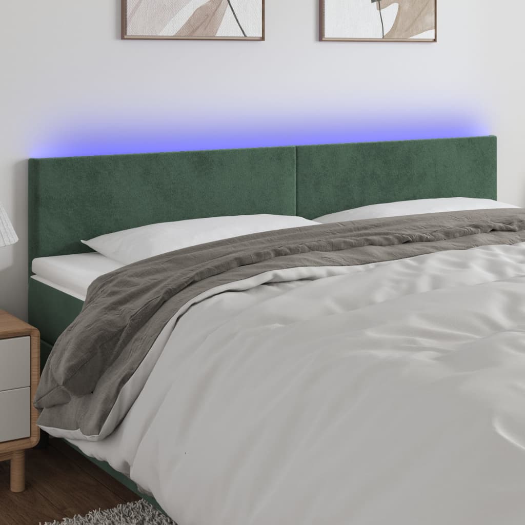 Hoofdbord LED 200x5x78/88 cm fluweel donkergroen is nu te koop bij PeponiXL, paradijselijk wonen!