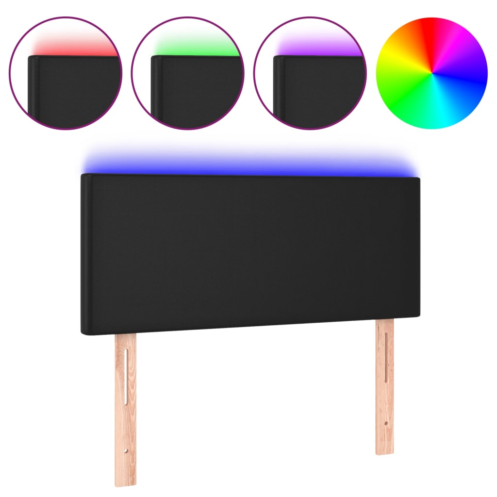 Hoofdbord LED 80x5x78/88 cm kunstleer zwart is nu te koop bij PeponiXL, paradijselijk wonen!