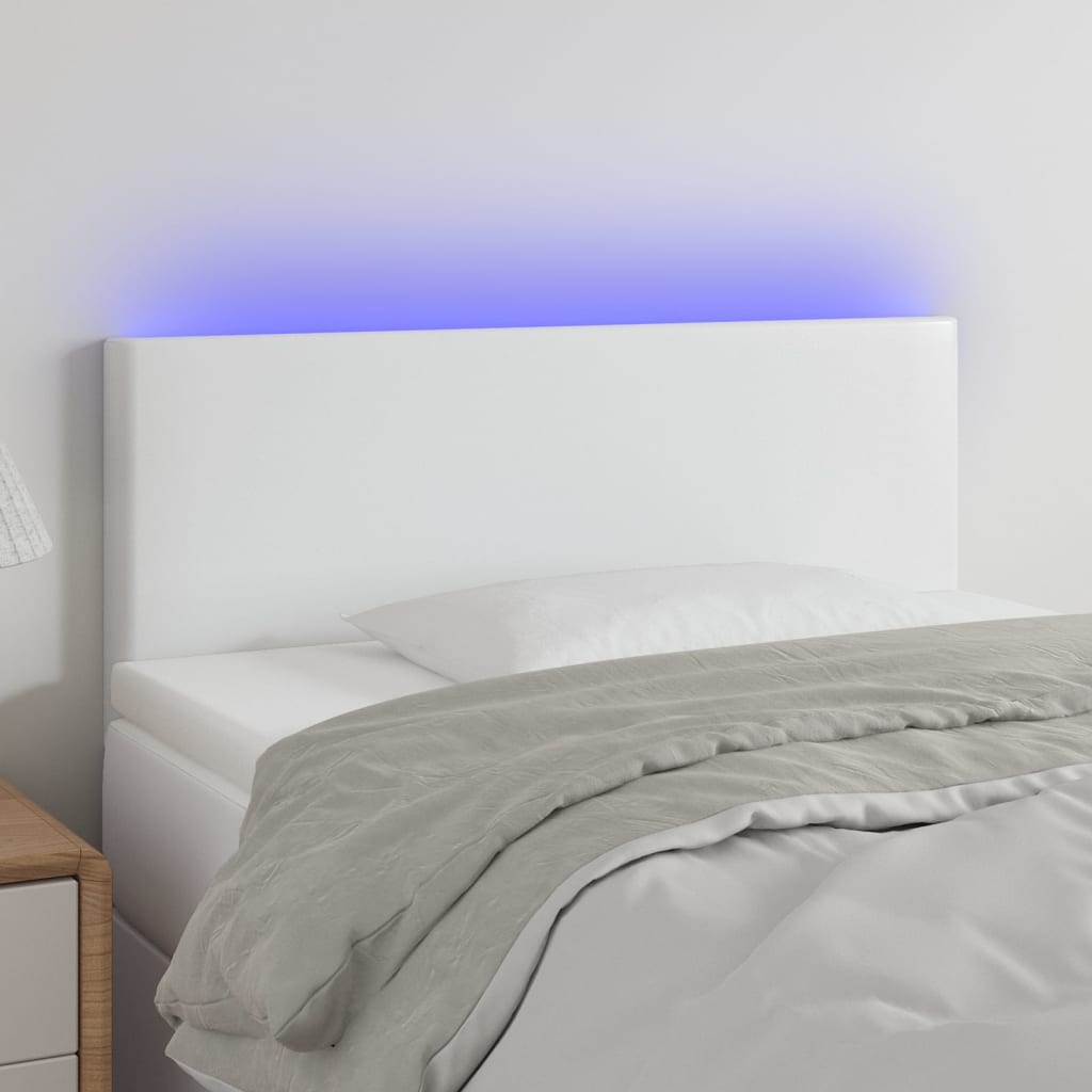 Hoofdbord LED 80x5x78/88 cm kunstleer wit is nu te koop bij PeponiXL, paradijselijk wonen!