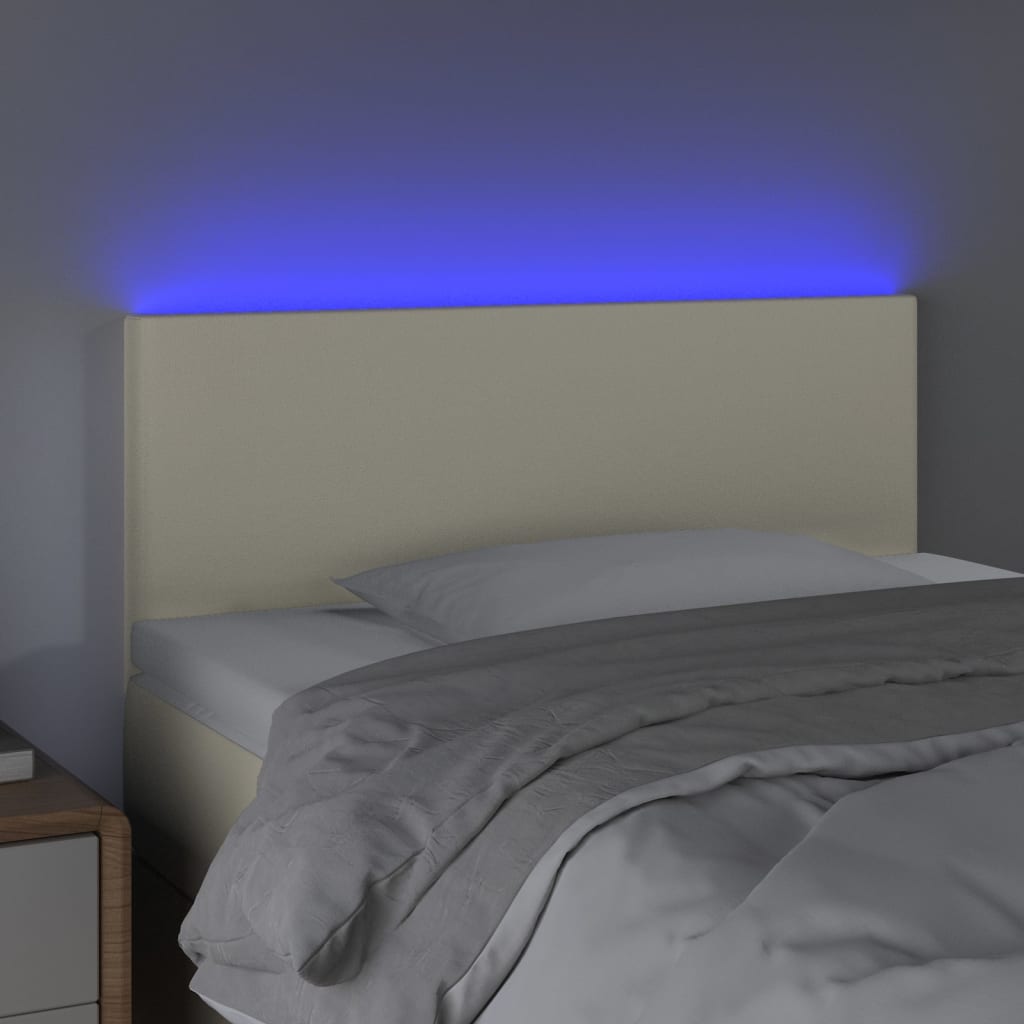Hoofdbord LED 80x5x78/88 cm kunstleer crèmekleurig is nu te koop bij PeponiXL, paradijselijk wonen!
