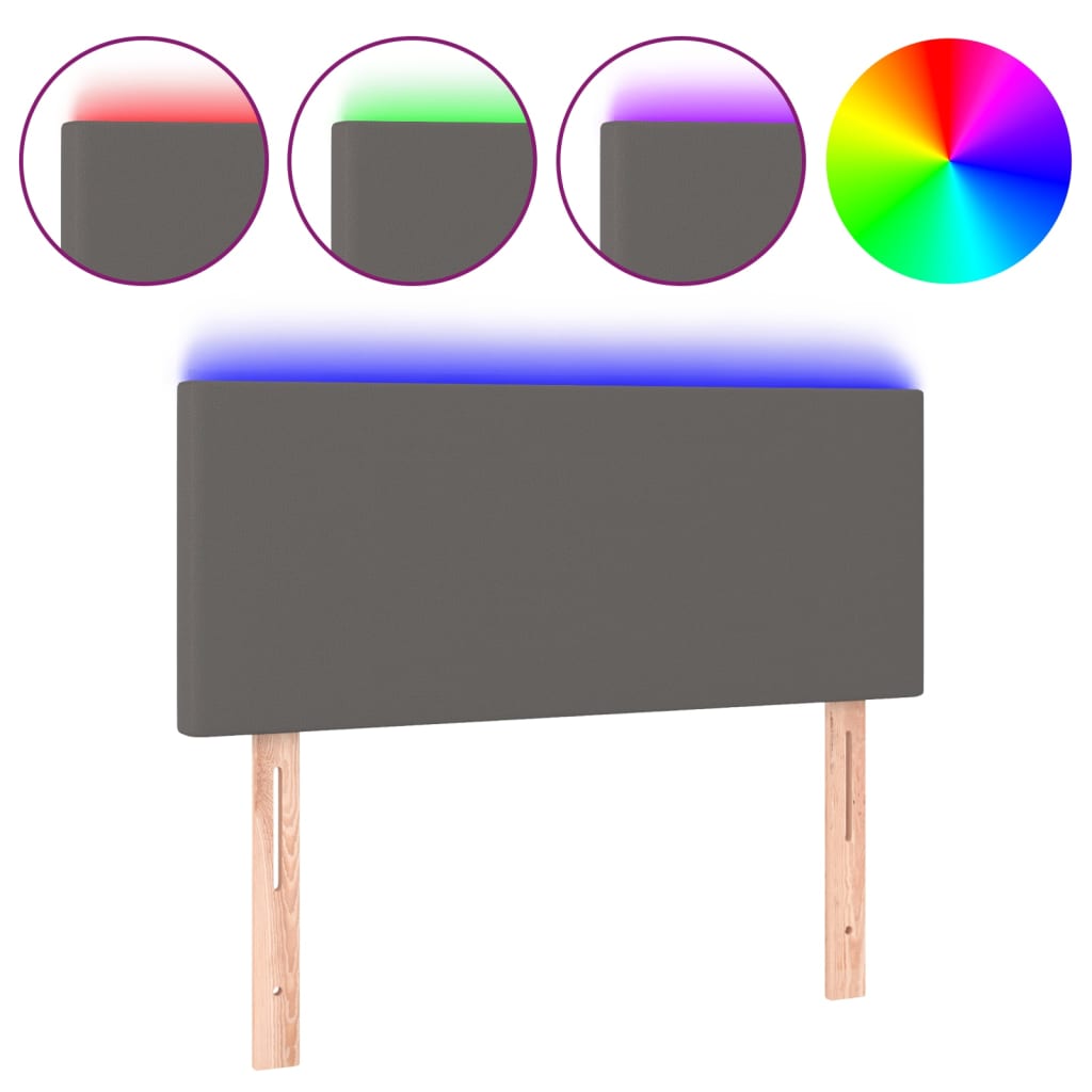Hoofdbord LED 80x5x78/88 cm kunstleer grijs is nu te koop bij PeponiXL, paradijselijk wonen!