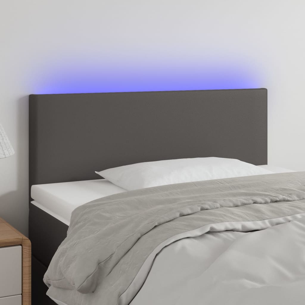 Hoofdbord LED 80x5x78/88 cm kunstleer grijs is nu te koop bij PeponiXL, paradijselijk wonen!
