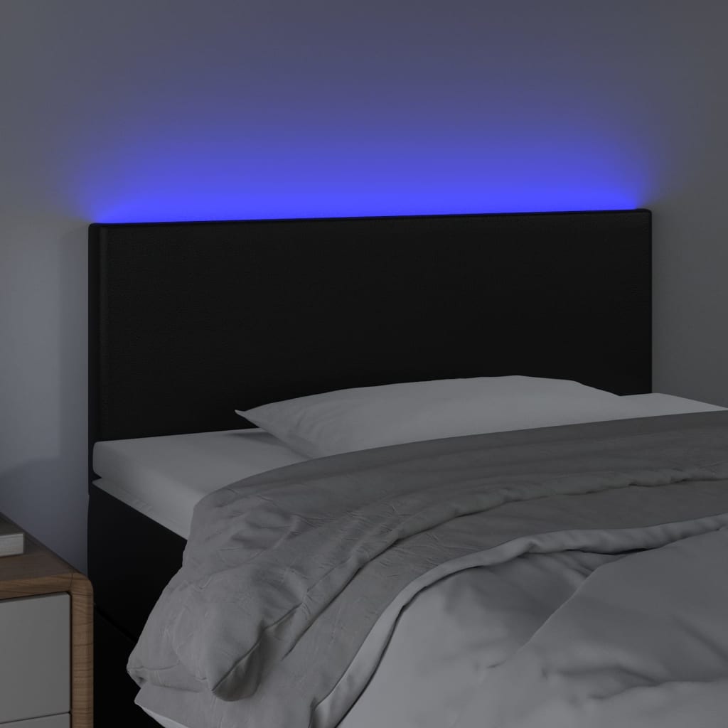 Hoofdbord LED 90x5x78/88 cm kunstleer zwart is nu te koop bij PeponiXL, paradijselijk wonen!