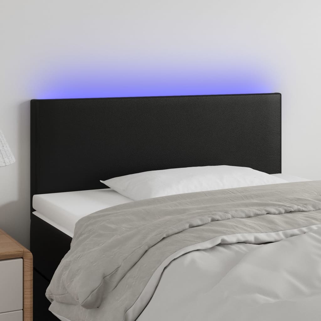 Hoofdbord LED 90x5x78/88 cm kunstleer zwart is nu te koop bij PeponiXL, paradijselijk wonen!