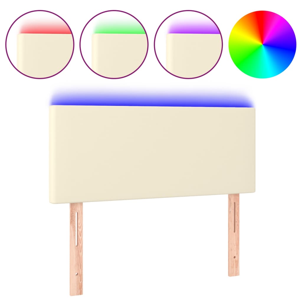 Hoofdbord LED 100x5x78/88 cm kunstleer crèmekleurig is nu te koop bij PeponiXL, paradijselijk wonen!