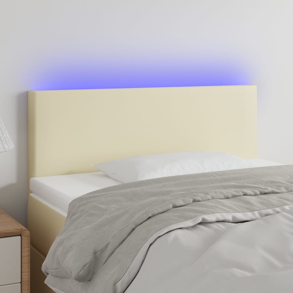 Hoofdbord LED 100x5x78/88 cm kunstleer crèmekleurig is nu te koop bij PeponiXL, paradijselijk wonen!