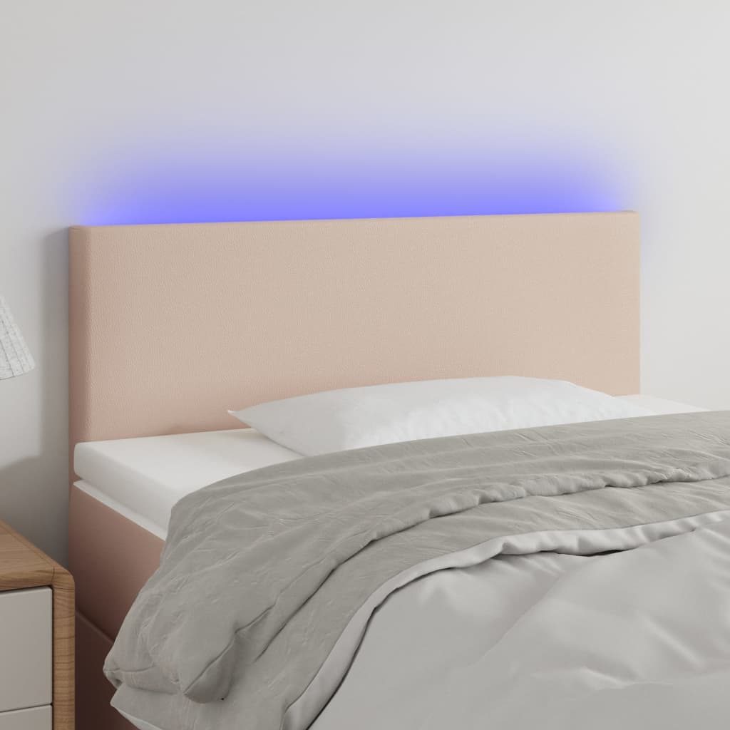 Hoofdbord LED 100x5x78/88 cm kunstleer cappuccinokleurig is nu te koop bij PeponiXL, paradijselijk wonen!